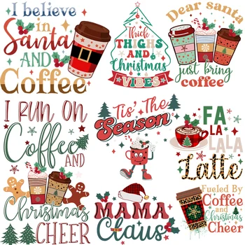 Рождественское кофейное письмо, Рождественская елка, Переводные нашивки для одежды, футболки 