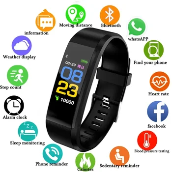 Android для женщин плюс фитнес-электроника, мужские умные часы, браслет, спортивные 115 часов, шагомеры, часы-трекер