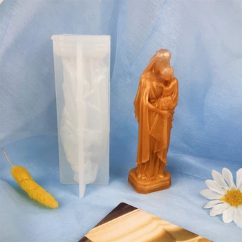 15 см Дева Мария Держит Ребенка В форме свечи, Инструменты для изготовления ароматерапевтического пластыря, мыла, эпоксидной смолы, Мать держит ребенка в силиконовой форме