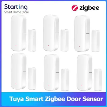Датчик двери, окна Tuya, ZigBee, Дверной детектор умного дома, Голосовое управление приложением Tuya, Alexa, Google, Домашняя Охранная сигнализация.