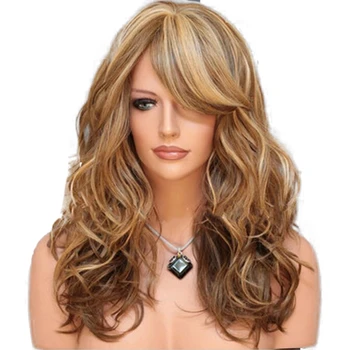 JOY & BEAUTY Синтетический парик с волнистыми волосами длинной волны с челкой-шторкой Для белых и черных женщин, женский парик для косплея на вечеринке