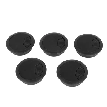 5 шт. черных круглых пластиковых крышек для кабельных отверстий диаметром 70 мм для компьютерного стола