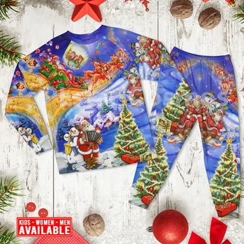 Рождество Санта Любит Рождество каждый раз - Пижамы с длинным рукавом, семейные пижамы с 3D принтом по всему телу, одежда для косплея