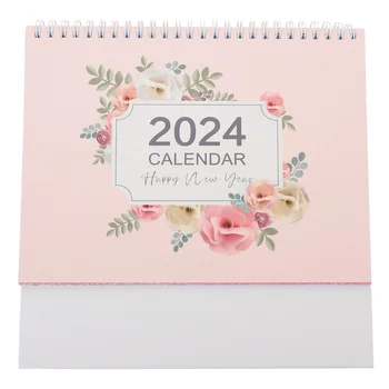 2024 Английский настольный календарь Календари Маленькие для записи Бумага на рулонах Ежедневное использование Ежемесячный офис Большой флип