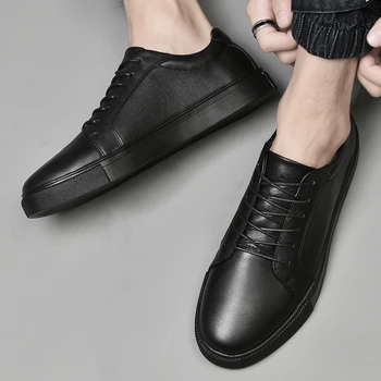 Новая зимняя мужская кожаная обувь ручной работы, модная повседневная обувь для тенниса на шнуровке, высококачественные удобные дышащие мужские кроссовки