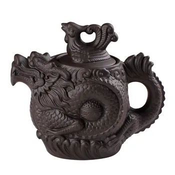 Традиционный китайский набор для заваривания чая с драконом и Фениксом, фиолетовый глиняный чайник, китайский чайник премиум-класса