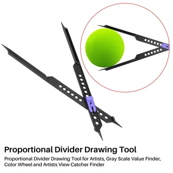 Инструмент для рисования с пропорциональным разделителем для художников, устройство для определения значений шкалы серого, цветовое колесо и устройство для определения вида художников