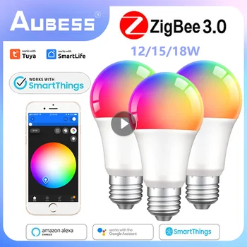 ZigBee Smart Bulbs светодиодная лампа E27 Smart Light Bulb RGB 220V 110V Работает с приложением Tuya Smart Life Smartthings Alexa Hub и расходными материалами