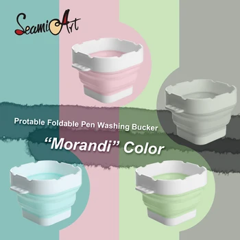 Складное мини-ведерко для краски SeamiArt Morandi с ручкой для кистей Очиститель кистей Инструменты для рисования акварелью Художественные принадлежности