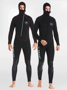 5 мм водолазный костюм, утолщенный теплый купальный костюм с капюшоном, защита колен, костюм для глубоководной рыбалки, зимнее снаряжение для плавания, гидрокостюм