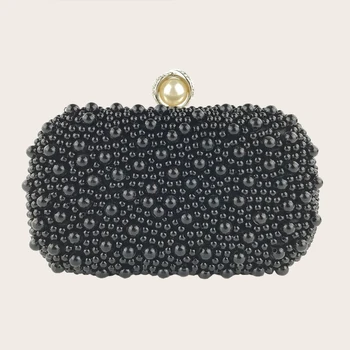Женский клатч, черная вечерняя сумочка, жемчужная сумочка для вечеринки, свадебная элегантная сумка на цепочке, женский кошелек