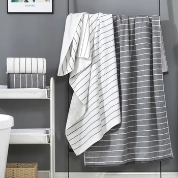 Пляжное полотенце для отдыха пар Мягкие впитывающие быстросохнущие полотенца из микрофибры Пляжное полотенце в черно-белую полоску Бытовое банное полотенце