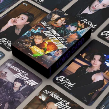 55 шт./компл. Открыток Kpop ATEEZ Lomo Новый Альбом THE WORLD EP2: OUTLAW Открытки Фотокарточки HD Печатные Фотокарточки Для Фанатов Подарок