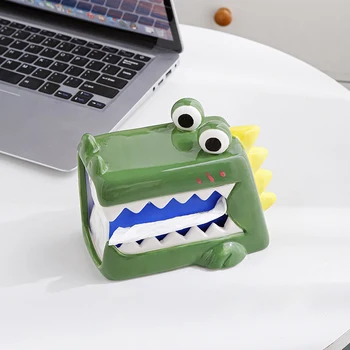 Креативный и милый ящик для бумажных полотенец в виде крокодила, керамический многофункциональный кронштейн для мобильного телефона, украшение гостиной, спальни