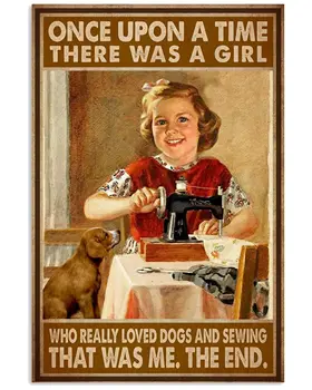 Металлическая вывеска Жила-была девушка, которая действительно хотела стать парикмахером И любила собак Забавная винтажная алюминиевая вывеска в стиле ретро для дома