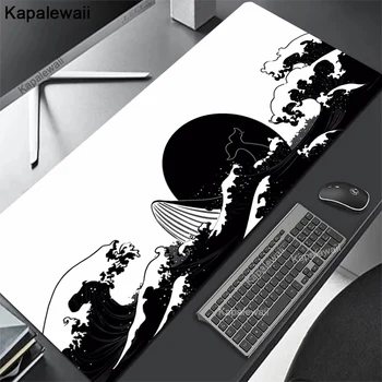 Коврик для Мыши Great Wave Черно-Белый Deskmat XXL Playmat Для Ноутбука Japan Art Gaming Keyboard Pad Коврик для Настольной Мыши Pc Rug