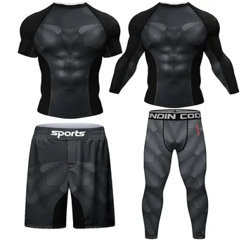 Рашгард для ММА Муай Тай, спортивный Компрессионный боксерский комплект, спортивный костюм для мужчин, спортивная одежда для тренировок по бодибилдингу, одежда для фитнеса.