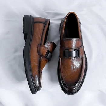 Мужская кожаная обувь Мужская обувь из натуральной кожи Удобные мокасины ручной работы Мужские свадебные туфли