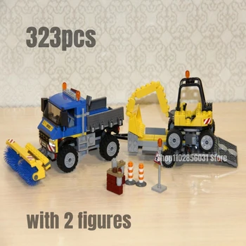 323шт Строительные блоки для подметальной машины и экскаватора, модель Fit 60152, игрушки для детей, Рождественский подарок