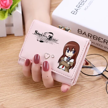 Женский кошелек Steins Gate Makise Kurisu с короткими держателями для карт в виде милых сердечек, мини-кошелек на застежке