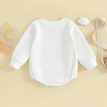 Детские Комбинезоны для новорожденных, осенний боди с круглым вырезом и буквенной вышивкой, одежда для девочек и мальчиков, одежда для новорожденных.