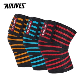 AOLIKES 1ШТ 180 * 8 см Компрессионные ремни для ног и колена для тяжелой атлетики, обертывания, эластичные бинты, тренировка приседаний для тяжелой атлетики