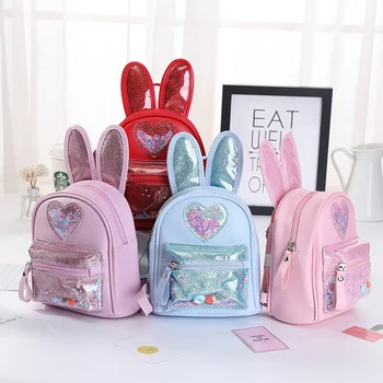 Школьные рюкзаки для девочек, новый детский рюкзак с модными блестками, мини-сумка с милым кроликом, школьная сумка для отдыха в детском саду