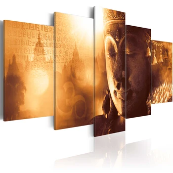5 Панелей Отпечатки Будды на холсте Плакаты из Священных Писаний Дзен Современная декоративная живопись Настенное искусство для гостиной Религиозный домашний декор
