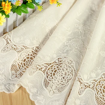 Белая кружевная ткань с полой вышивкой, 100% Хлопок, Свадебное платье, Модная одежда, Ткань для юбки