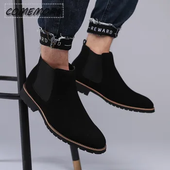 Весенне-осенние модные мужские ботинки, удобные свадебные туфли, деловые модельные ботинки, черные коричневые ботильоны 