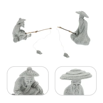 Аксессуары Садовые фигурки для вечеринок Азиатские украшения Скульптура рыбака для декора Статуя