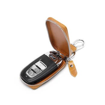 Кожаный чехол для ключей от автомобиля, кожаный чехол для защиты ключей от автомобиля, винтажный кожаный чехол для ключей из масляного воска