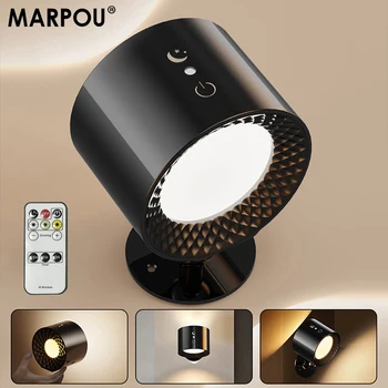 Светодиодный настенный светильник MARPOU, регулируемый Светодиодный настенный светильник, Вращающийся на 360 °, с сенсорным управлением, ночник для прикроватной тумбочки в спальне Читать