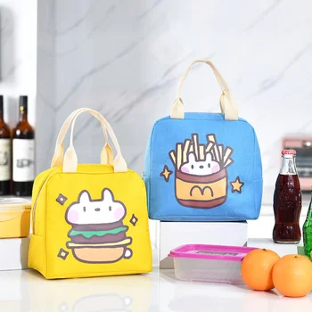 милый мультяшный гамбургер, хот-дог, молочная сумка для ланча, Термосумка для еды, женская Детская коробка для ланча, принадлежности для пикника, Изолированные сумки-холодильники