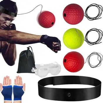 Набор боксерских рефлекторных мячей для тренировки скорости удара, Носимый набор мячей с эластичной повязкой на голову, оборудование для тренировки реакции.