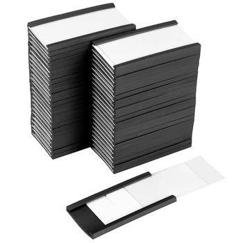 50шт магнитных держателей этикеток С магнитными держателями карт данных с прозрачными пластиковыми протекторами для металлической полки (1 X 2 дюйма)