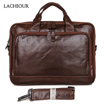Роскошные мужские сумки из натуральной кожи для 14-дюймового ноутбука, мужская сумка из натуральной кожи, мужская большая деловая функциональная дорожная
