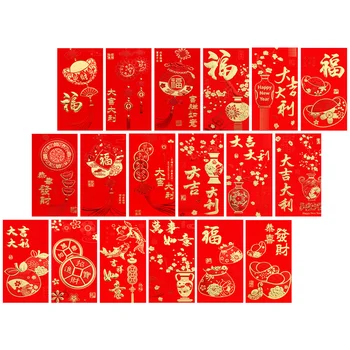 36шт красных конвертов в китайском стиле, красных пакетов, карманов для денег на китайский Новый Год, разных цветов
