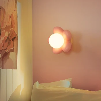Настенные светильники с цветами для детской комнаты, креативная прикроватная лампа для комнаты принцессы, Теплый Милый декор для спальни для мальчиков и девочек, настенные светильники LED