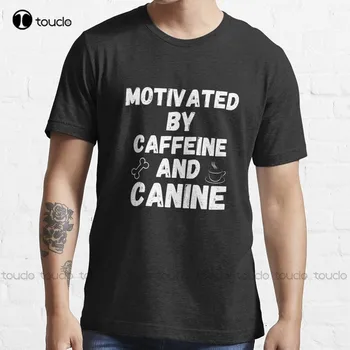 Вдохновленные кофеином и собаками, футболки для любителей кофе и собак, футболки оверсайз для мужчин, футболки с цифровой печатью Xs-5Xl