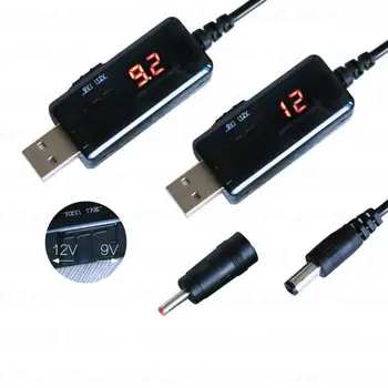 Повышающий Преобразователь USB в Постоянный Ток Кабель Питания от 5 В до 9 В 12 В Регулируемое Напряжение Светодиодный Дисплей Трансформаторный Регулятор Мини-Вентиляторов