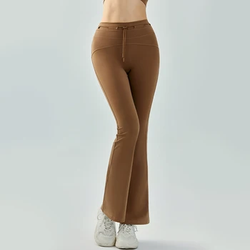 Женские расклешенные леггинсы из ЛЮМИНИСА с регулируемой эластичной пряжкой для поросячьего носа, штаны для йоги, колготки для фитнеса, спортивные штаны для бега, широкие брюки