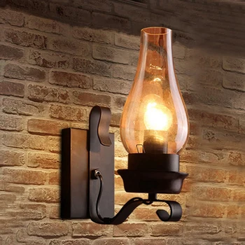 Акция! Винтажный настенный светильник в деревенском стиле из стекла и декоративной лампы для спальни (не содержит лампочек)