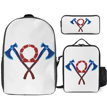 Фирменный уютный рюкзак God Of War Runes 15 3 в 1, 17-дюймовый рюкзак, сумка для ланча, сумка для ручек, школьная новинка