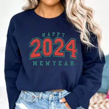 Толстовка с Новым годом 2024, толстовки, Роскошная Дизайнерская уличная одежда, толстовка с буквенным принтом, Удобный Спортивный пуловер