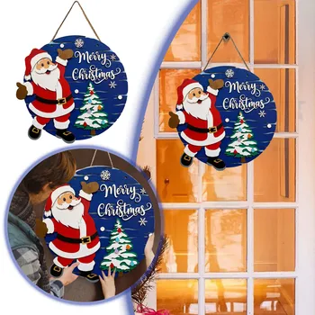 Счастливого Рождества Санта Вывеска На Входной Двери Фермерского Дома Украшение Крыльца Рождественское Добро Пожаловать Ягодное Украшение Двери Дома Для Входной Двери