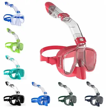 Встроенные маски для дайвинга с дыхательной трубкой, Водонепроницаемые Противотуманные маски для подводного плавания, Светопроницаемая Складная маска для дайвинга на половину лица
