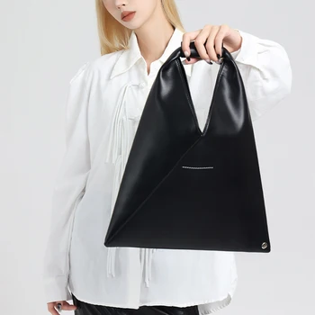 Фирменные дизайнерские Женские сумки, треугольный мешок для мусора, портативная простая сумка-тоут из натуральной кожи, женская сумка, модные сумки для покупок