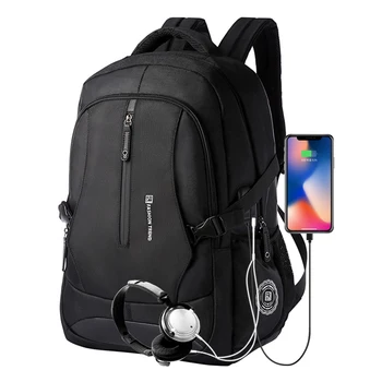 Модный мужской деловой рюкзак для ноутбука с диагональю 17,3 дюйма, водонепроницаемая Оксфордская сумка большой емкости с USB-зарядкой, дорожный школьный рюкзак