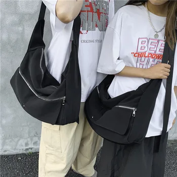 Брендовая сумка-мессенджер, нейлоновая сумка через плечо, Южнокорейский стиль, большие вместительные сумки для отдыха или путешествий, модная однотонная упаковка унисекс